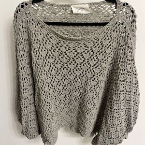 Gray Open-Knit Sweater